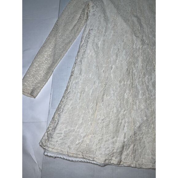 Anthropologie HD in Paris Enid Swing Dress Size M Ivory Lace High Neck Long Slv - Picture 13 of 15